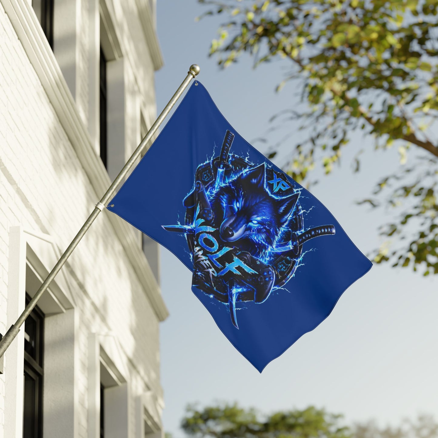 Gaming Wolf Flag — "XP Wolf Gamer" Double-Sided flag thunder wolf design