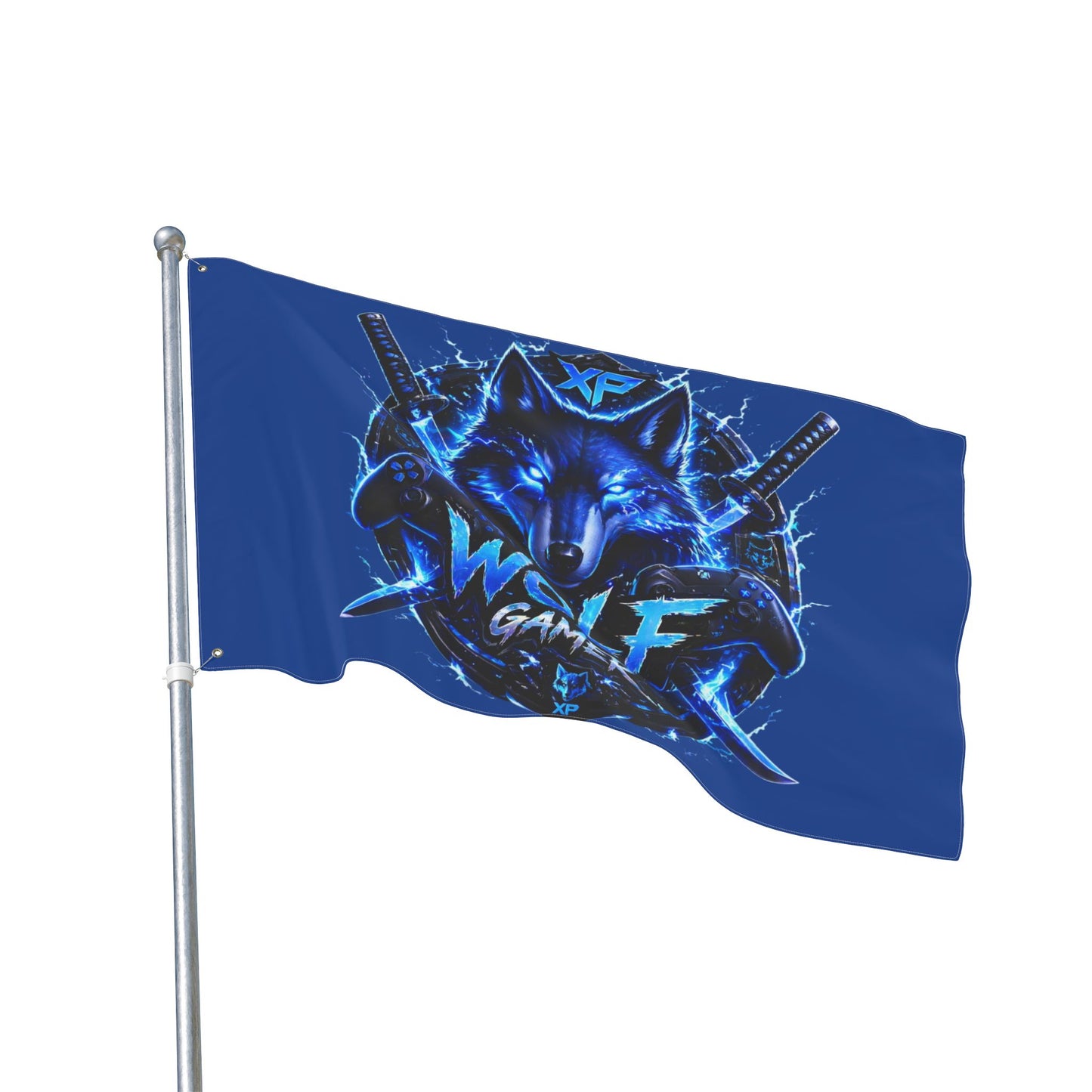 Gaming Wolf Flag — "XP Wolf Gamer" Double-Sided flag thunder wolf design