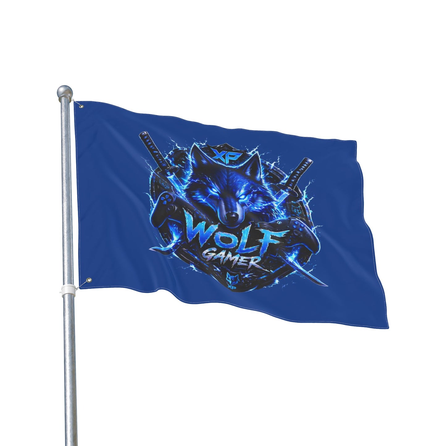 Gaming Wolf Flag — "XP Wolf Gamer" Double-Sided flag thunder wolf design