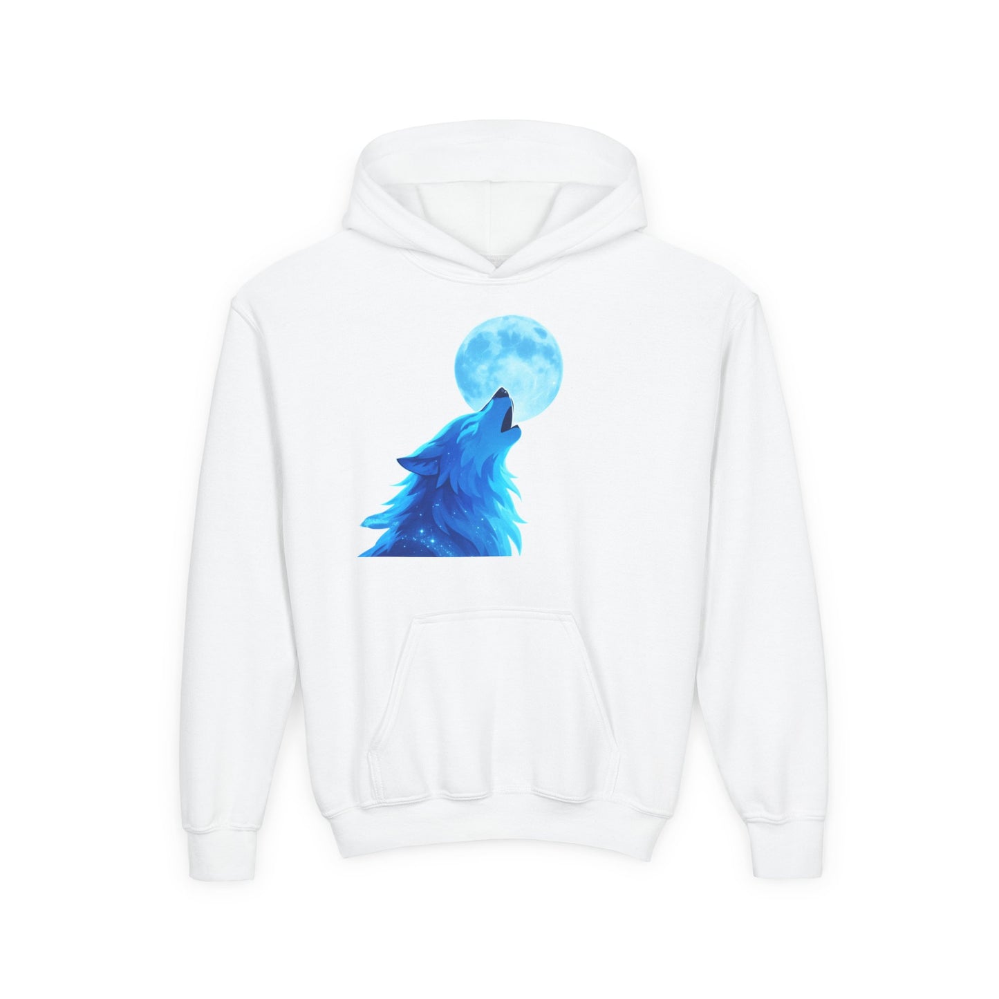 Youth blue wolf moon Hooded Sweatshirt