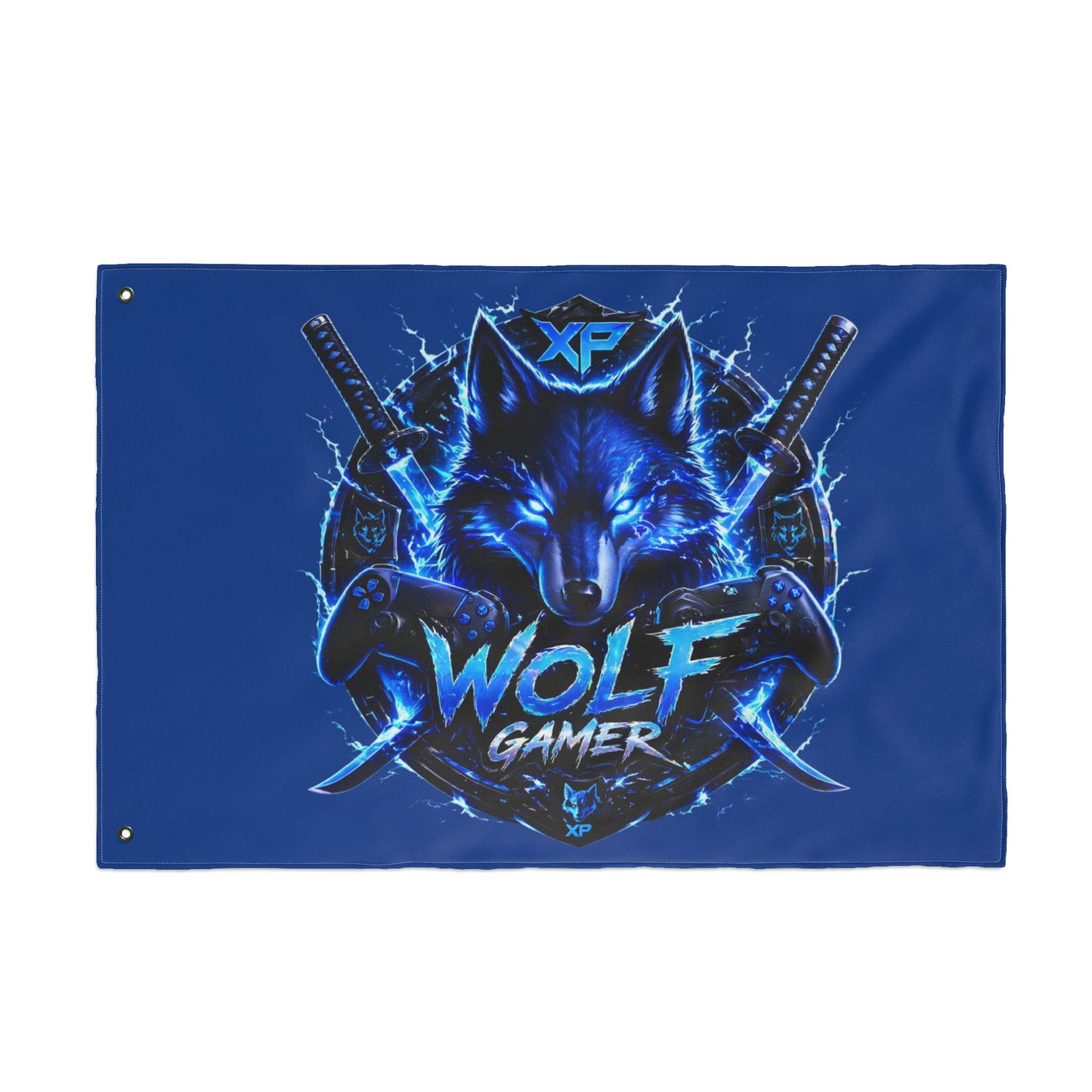 Gaming Wolf Flag — "XP Wolf Gamer" Double-Sided flag thunder wolf design
