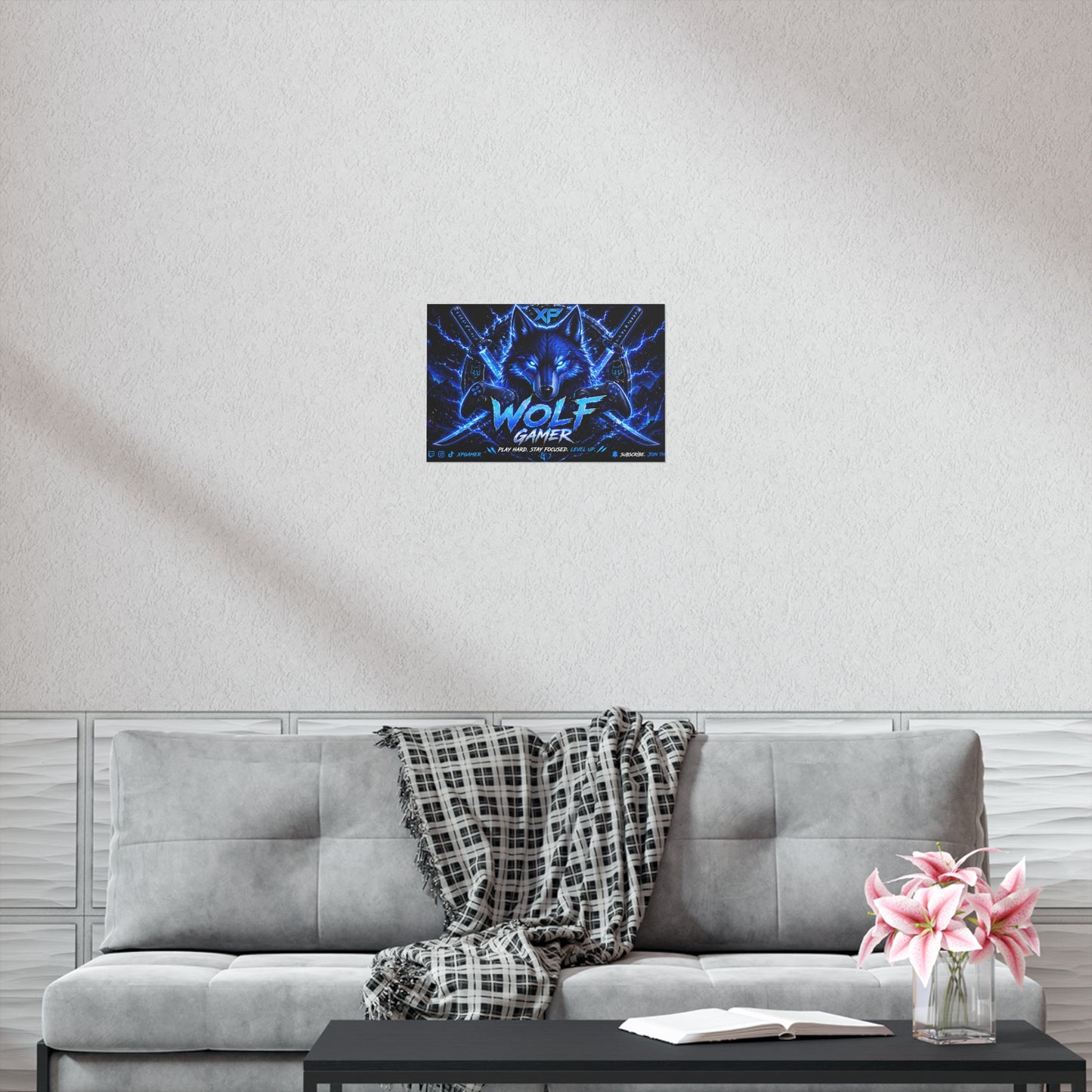 Wolf Gamer Mountain Night Poster