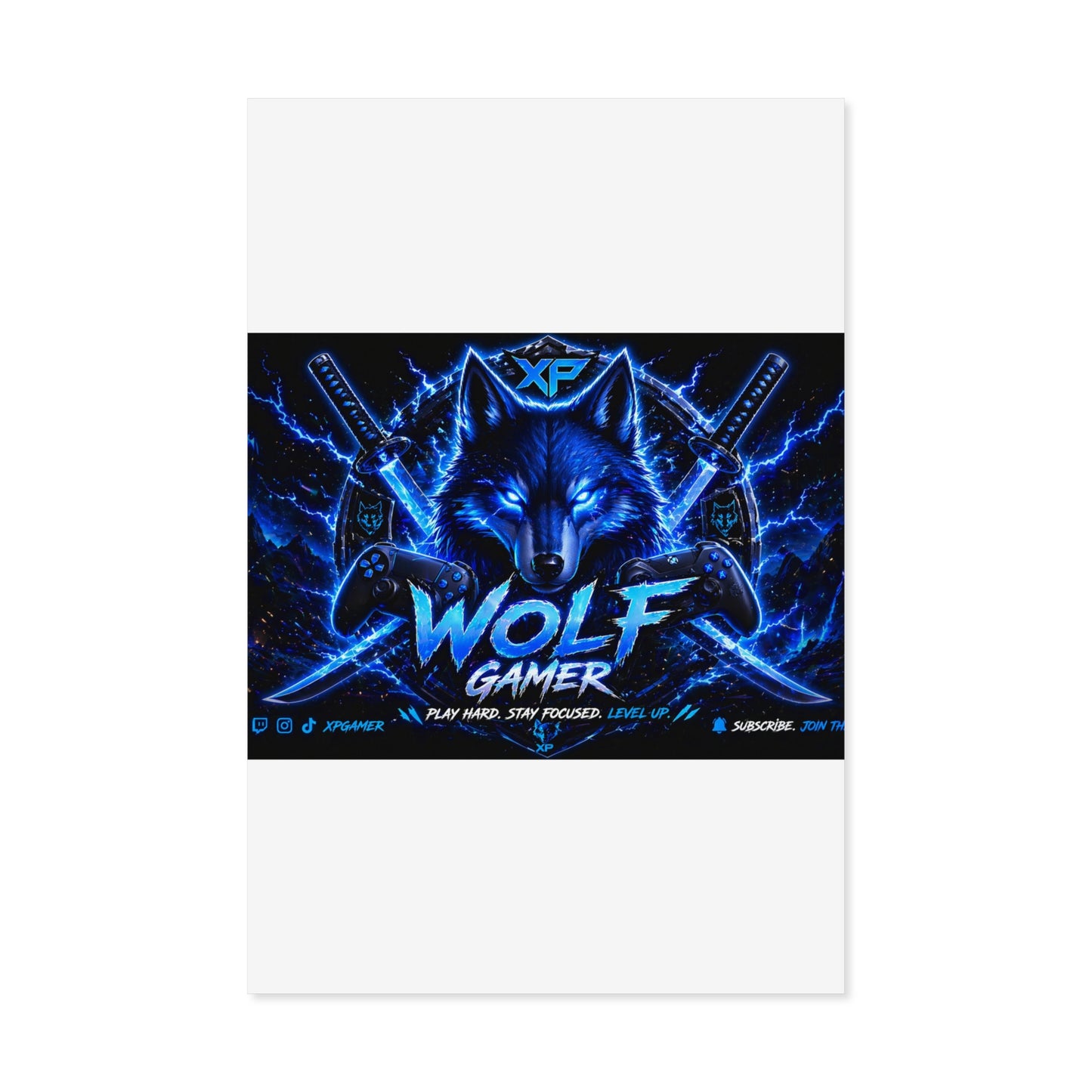 Wolf Gamer Mountain Night Poster