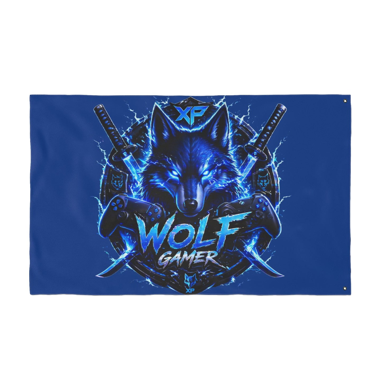 Gaming Wolf Flag — "XP Wolf Gamer" Double-Sided flag thunder wolf design
