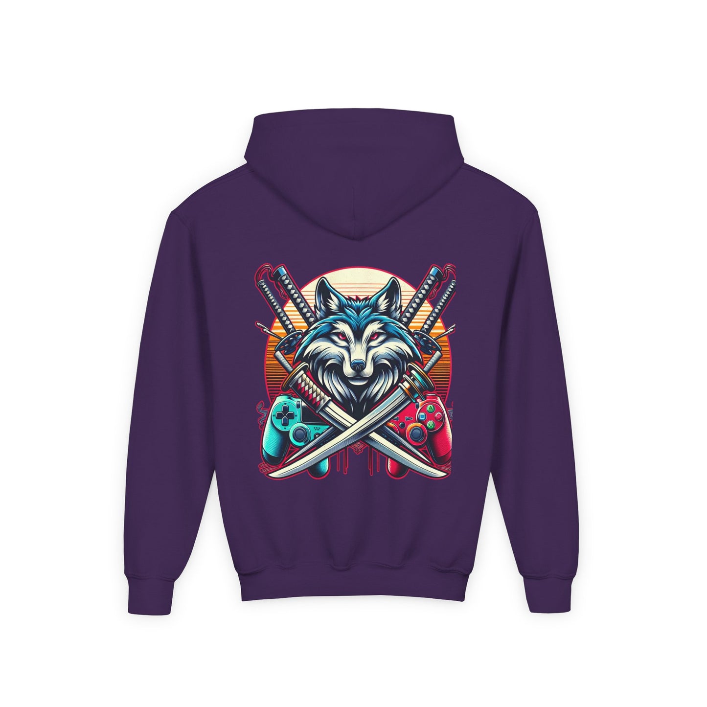 Youth blue wolf moon Hooded Sweatshirt