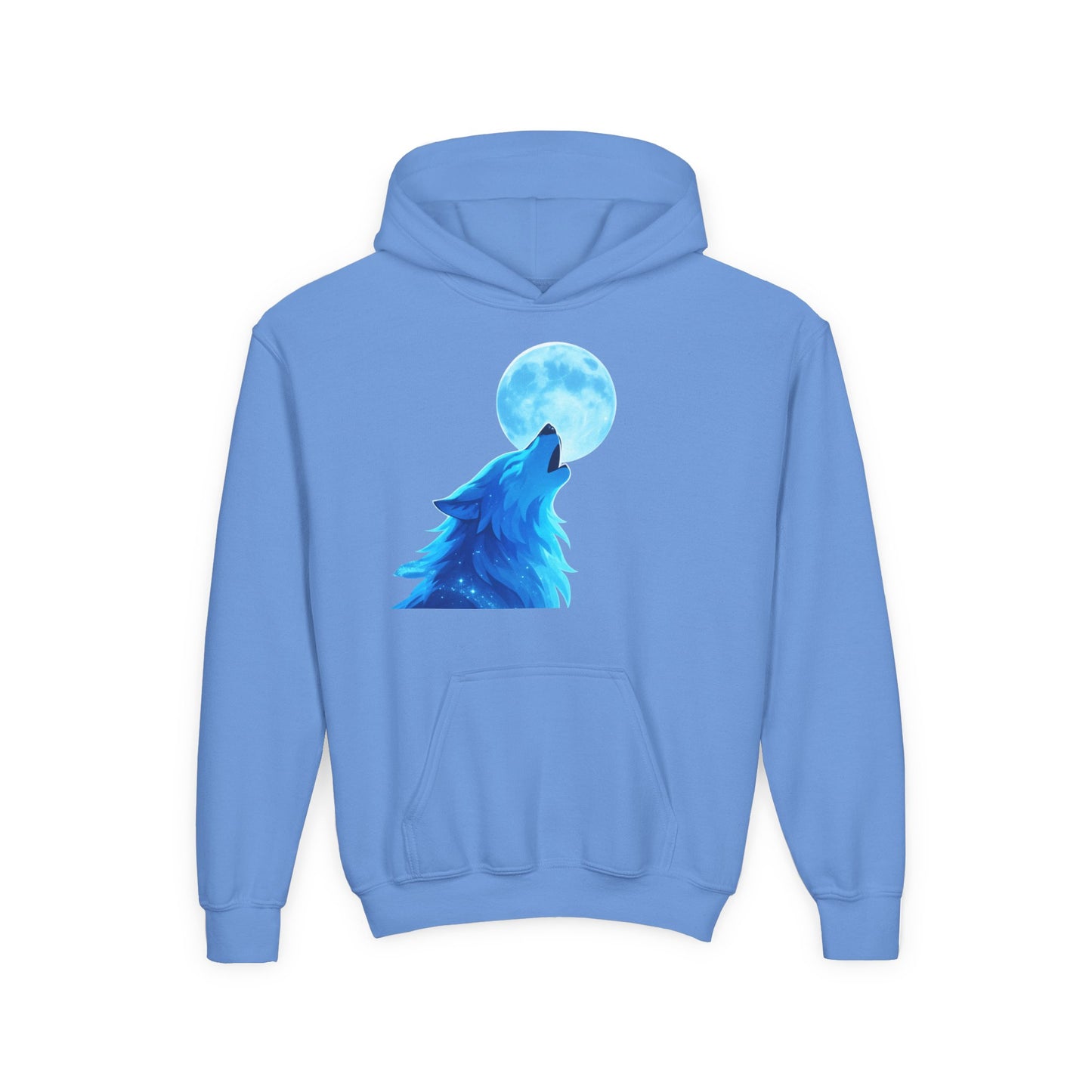 Youth blue wolf moon Hooded Sweatshirt