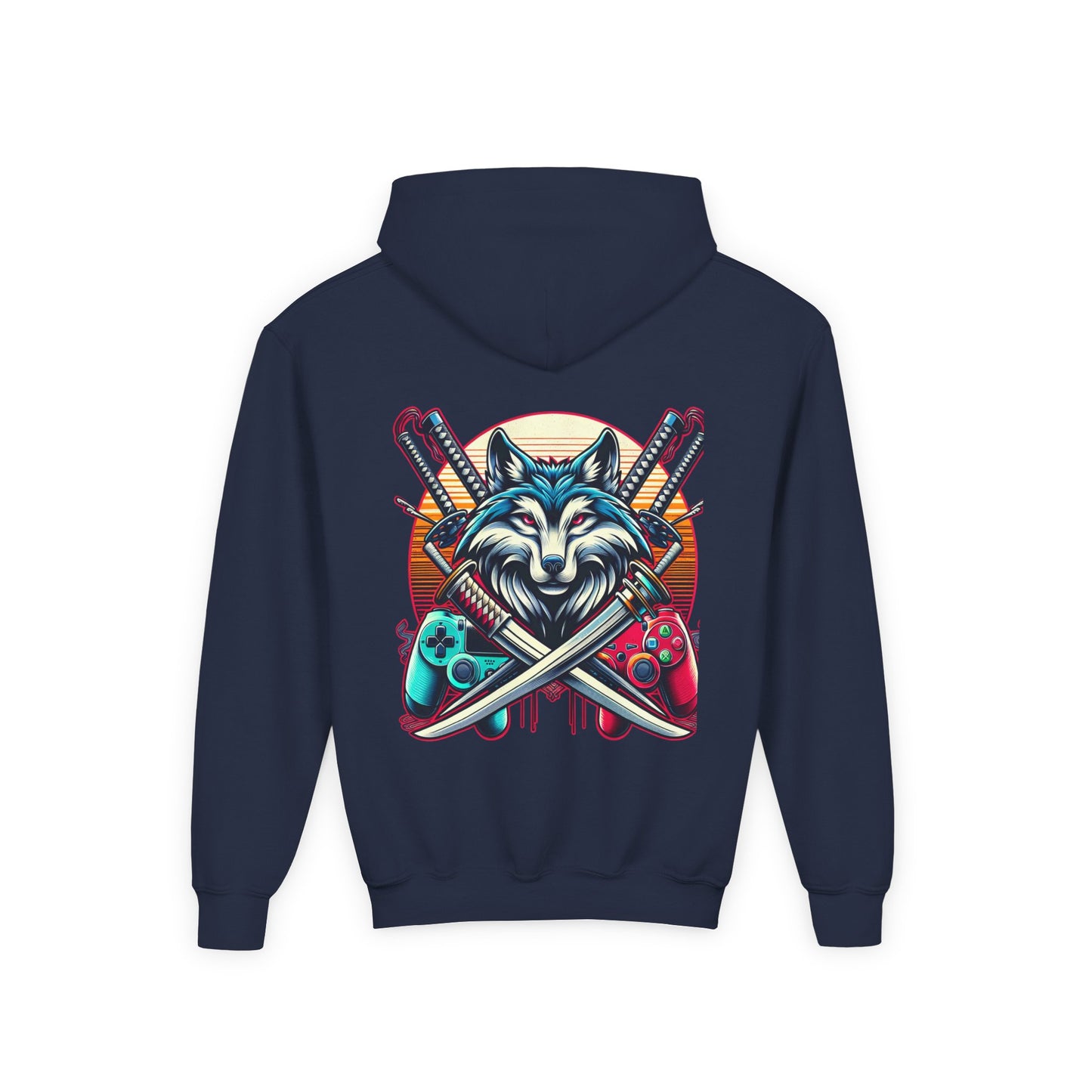 Youth blue wolf moon Hooded Sweatshirt