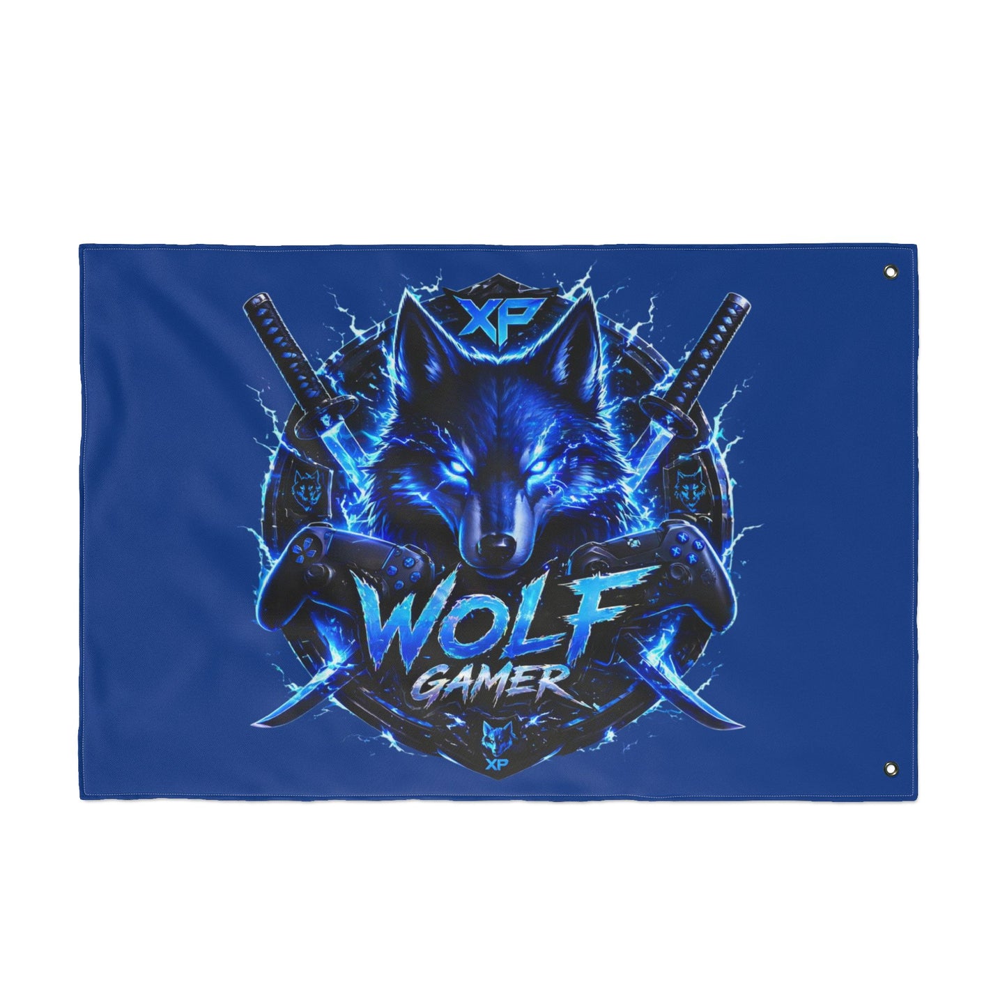 Gaming Wolf Flag — "XP Wolf Gamer" Double-Sided flag thunder wolf design