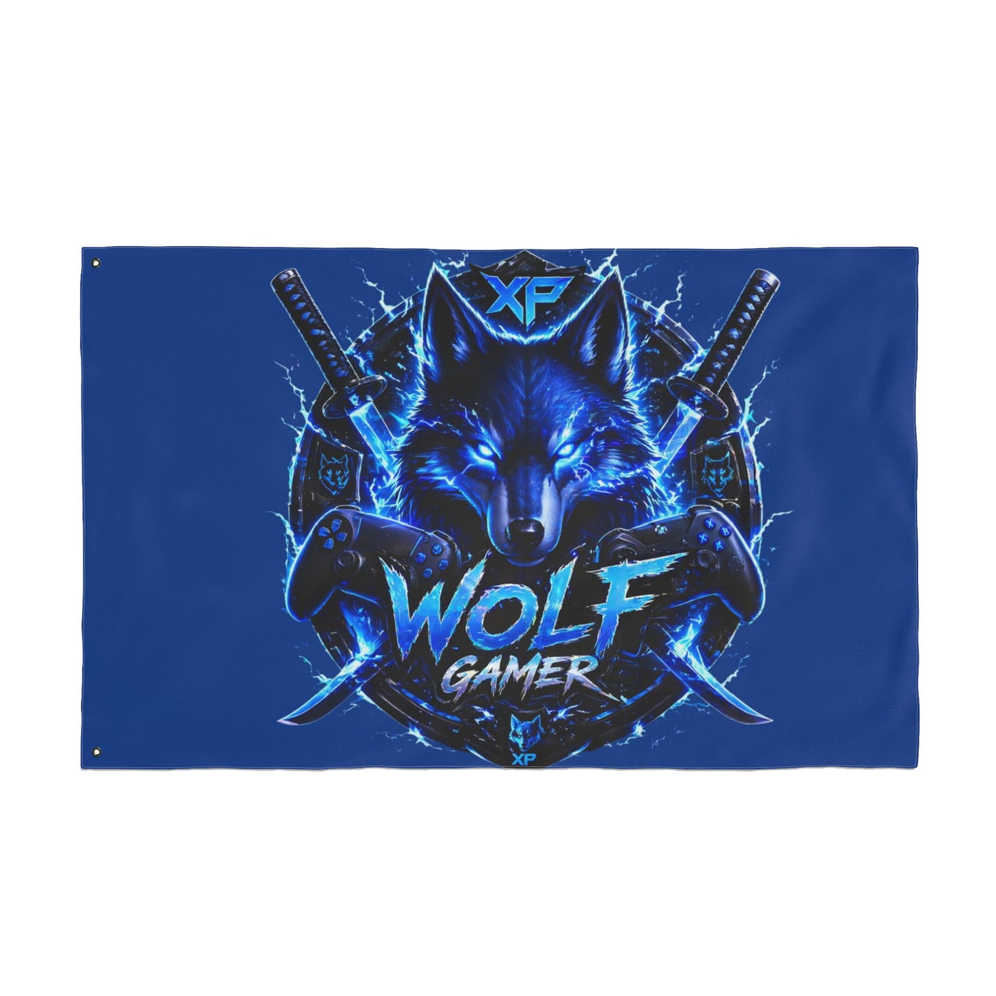 Gaming Wolf Flag — "XP Wolf Gamer" Double-Sided flag thunder wolf design