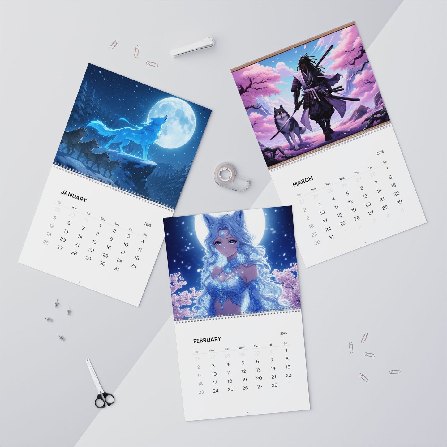XP Wolf Gamer Wall Calendar (2025)