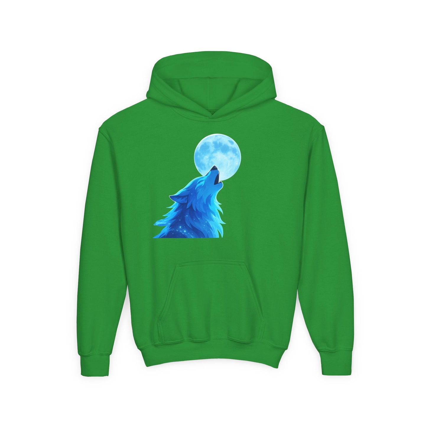 Youth blue wolf moon Hooded Sweatshirt
