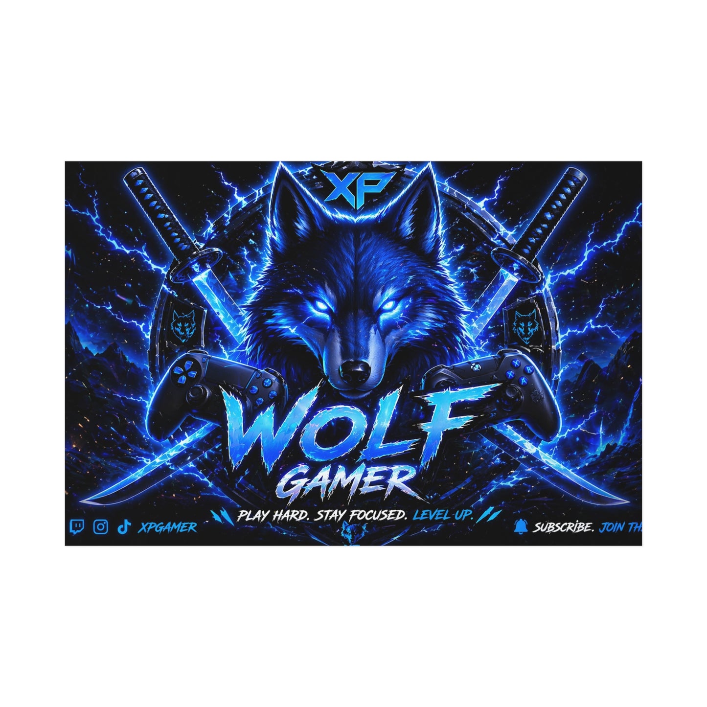 Wolf Gamer Mountain Night Poster