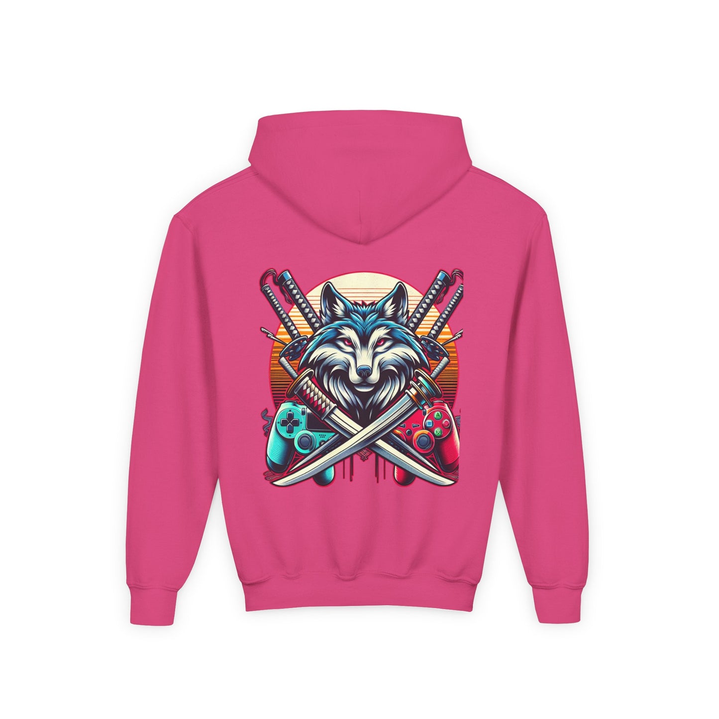 Youth blue wolf moon Hooded Sweatshirt