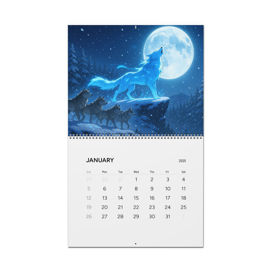 XP Wolf Gamer Wall Calendar (2025)