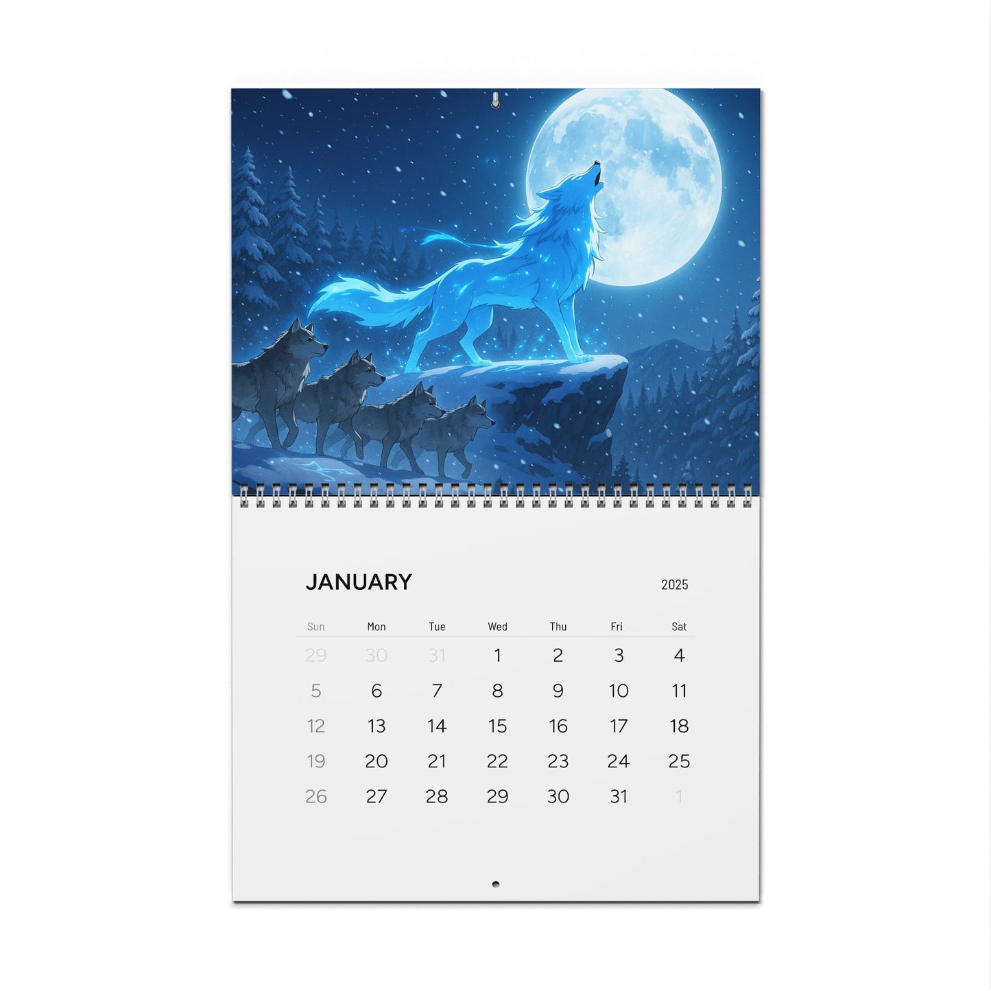 XP Wolf Gamer Wall Calendar (2025)