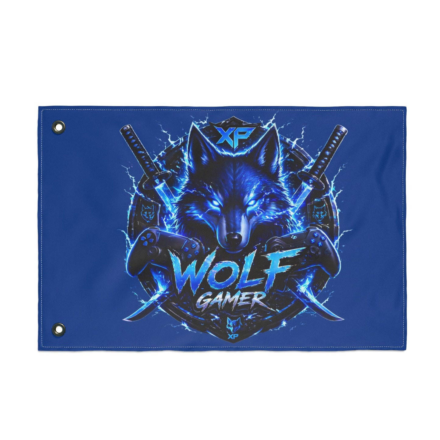 Gaming Wolf Flag — "XP Wolf Gamer" Double-Sided flag thunder wolf design