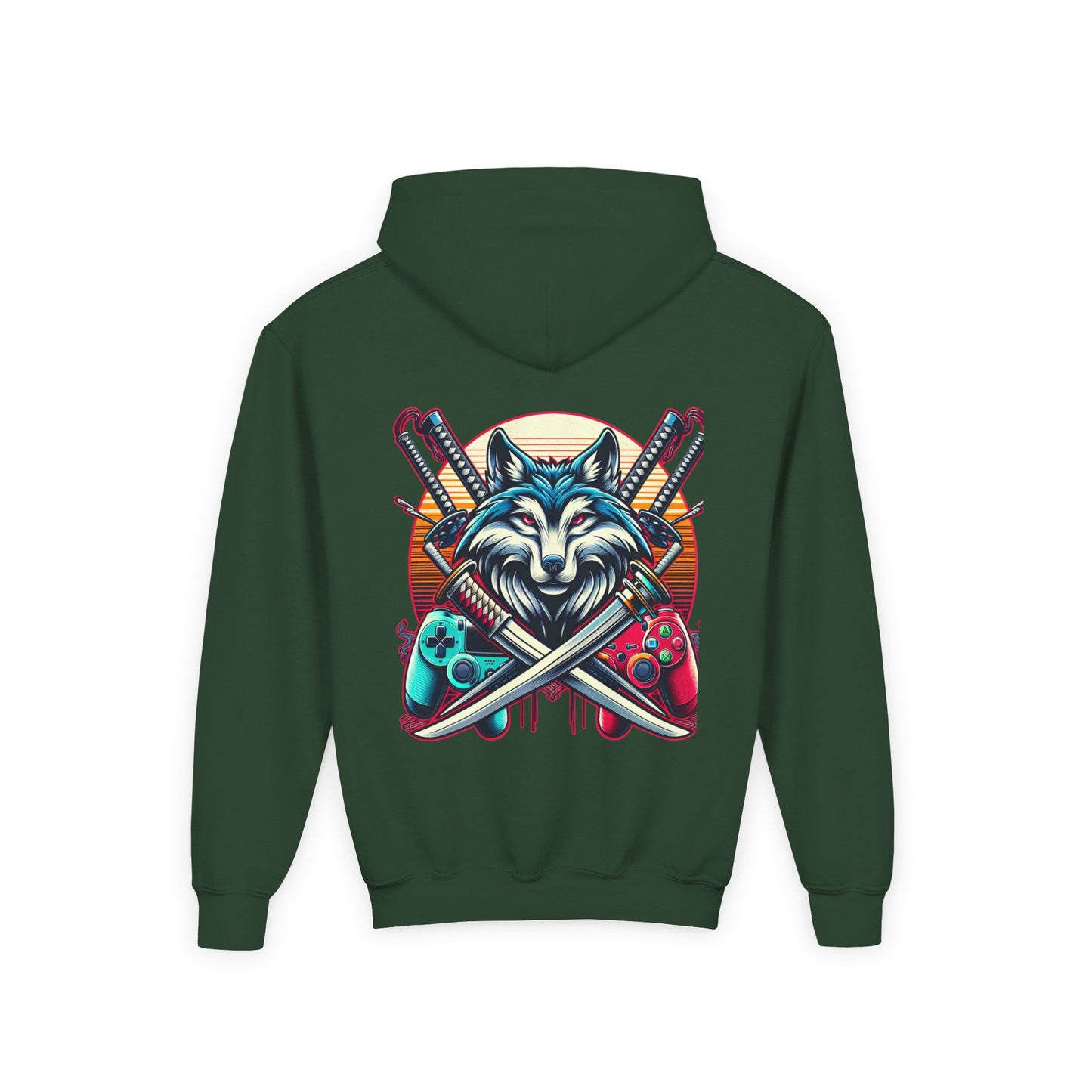 Youth blue wolf moon Hooded Sweatshirt