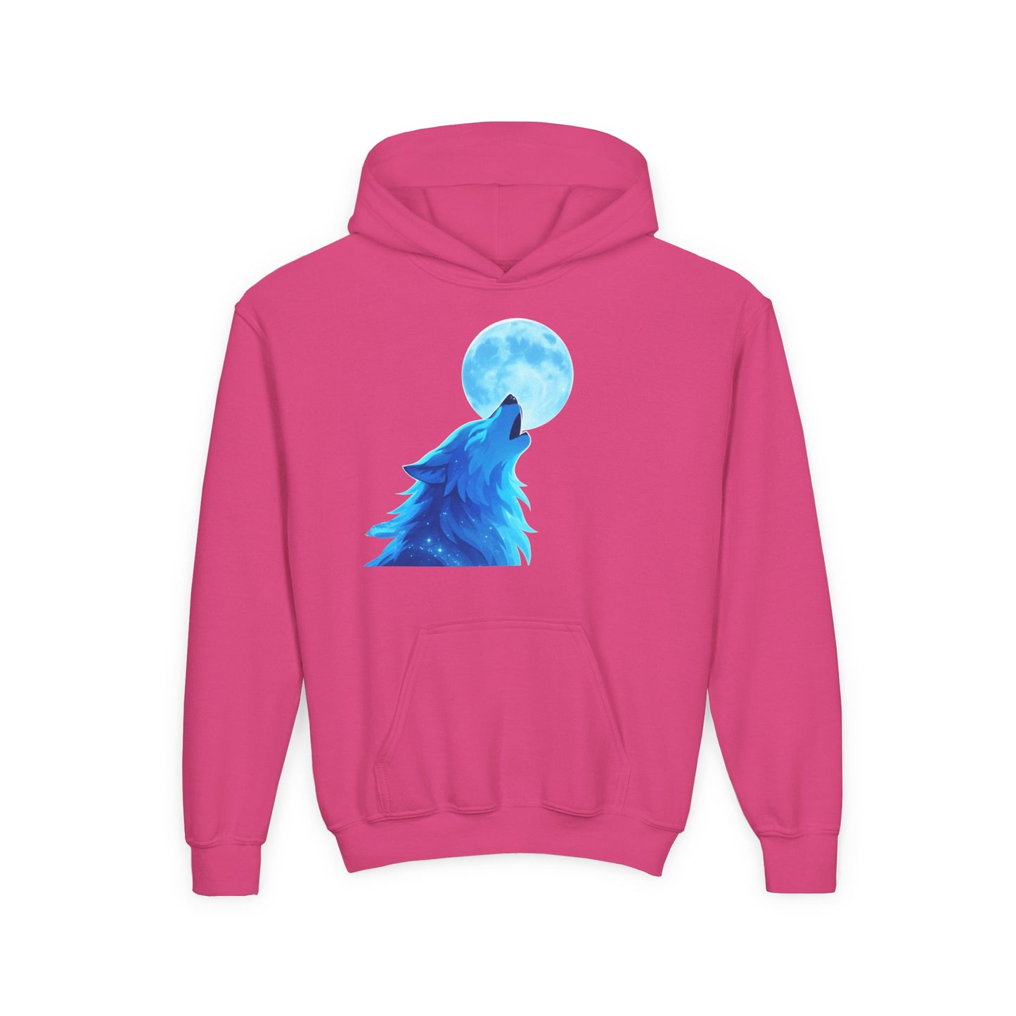 Youth blue wolf moon Hooded Sweatshirt