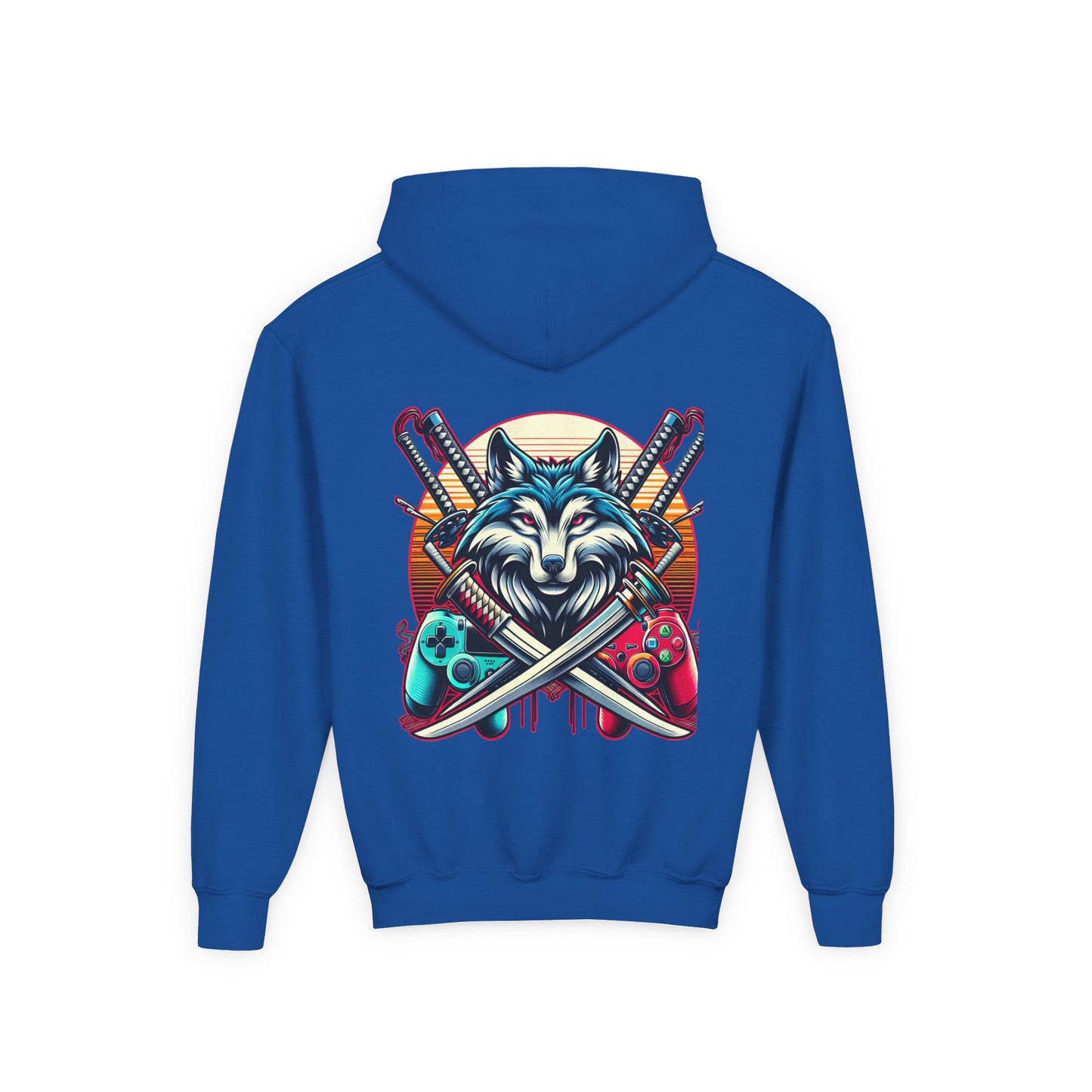 Youth blue wolf moon Hooded Sweatshirt