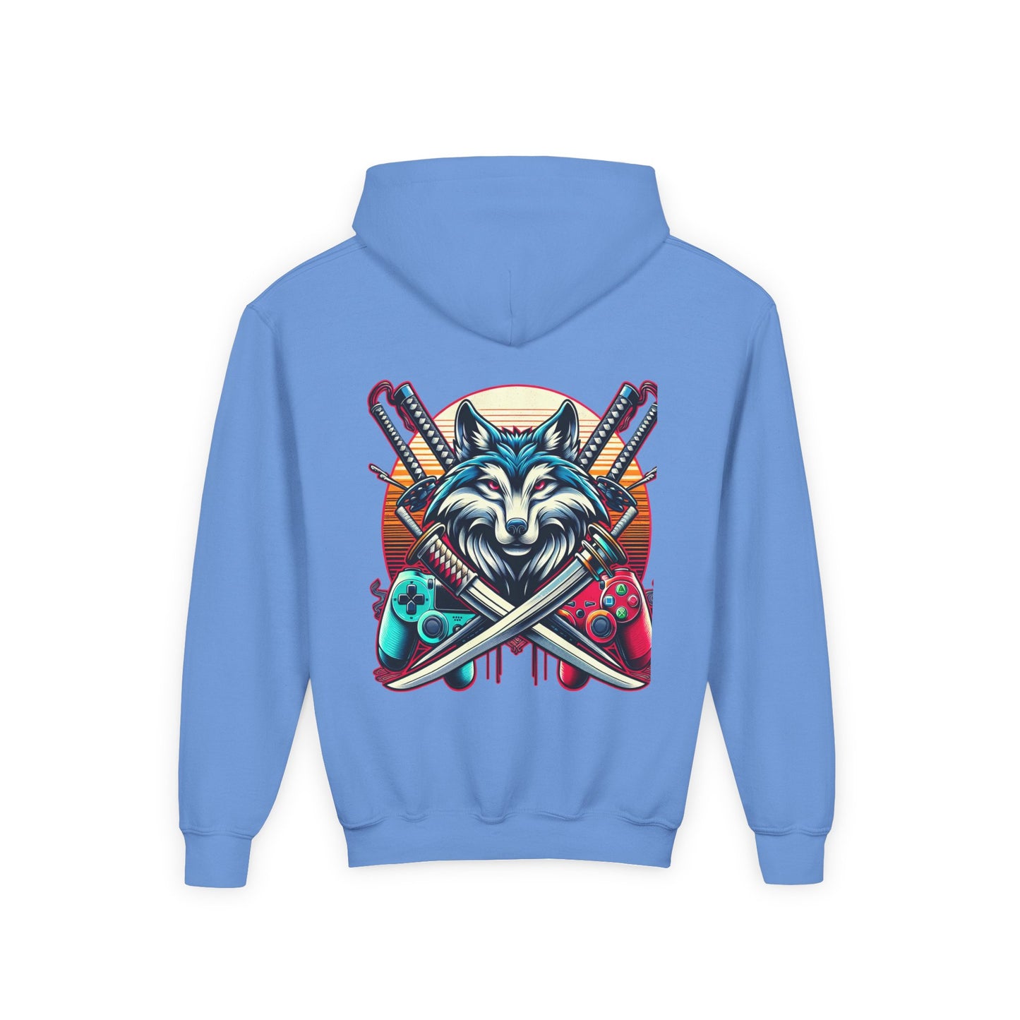 Youth blue wolf moon Hooded Sweatshirt