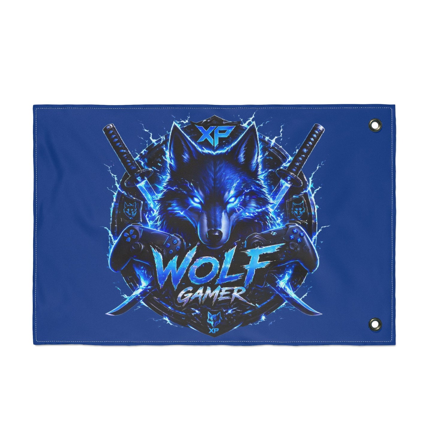 Gaming Wolf Flag — "XP Wolf Gamer" Double-Sided flag thunder wolf design