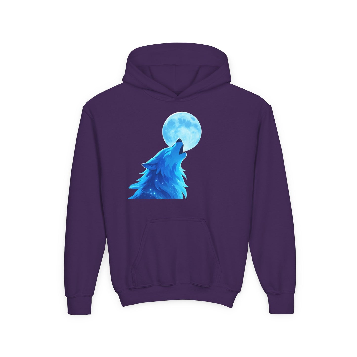 Youth blue wolf moon Hooded Sweatshirt