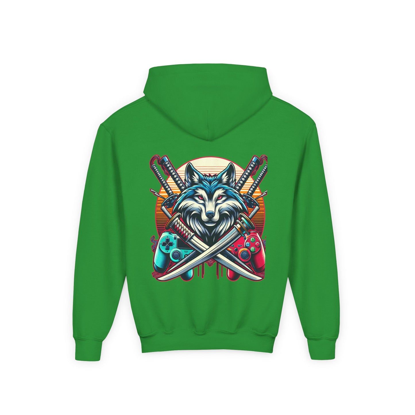 Youth blue wolf moon Hooded Sweatshirt