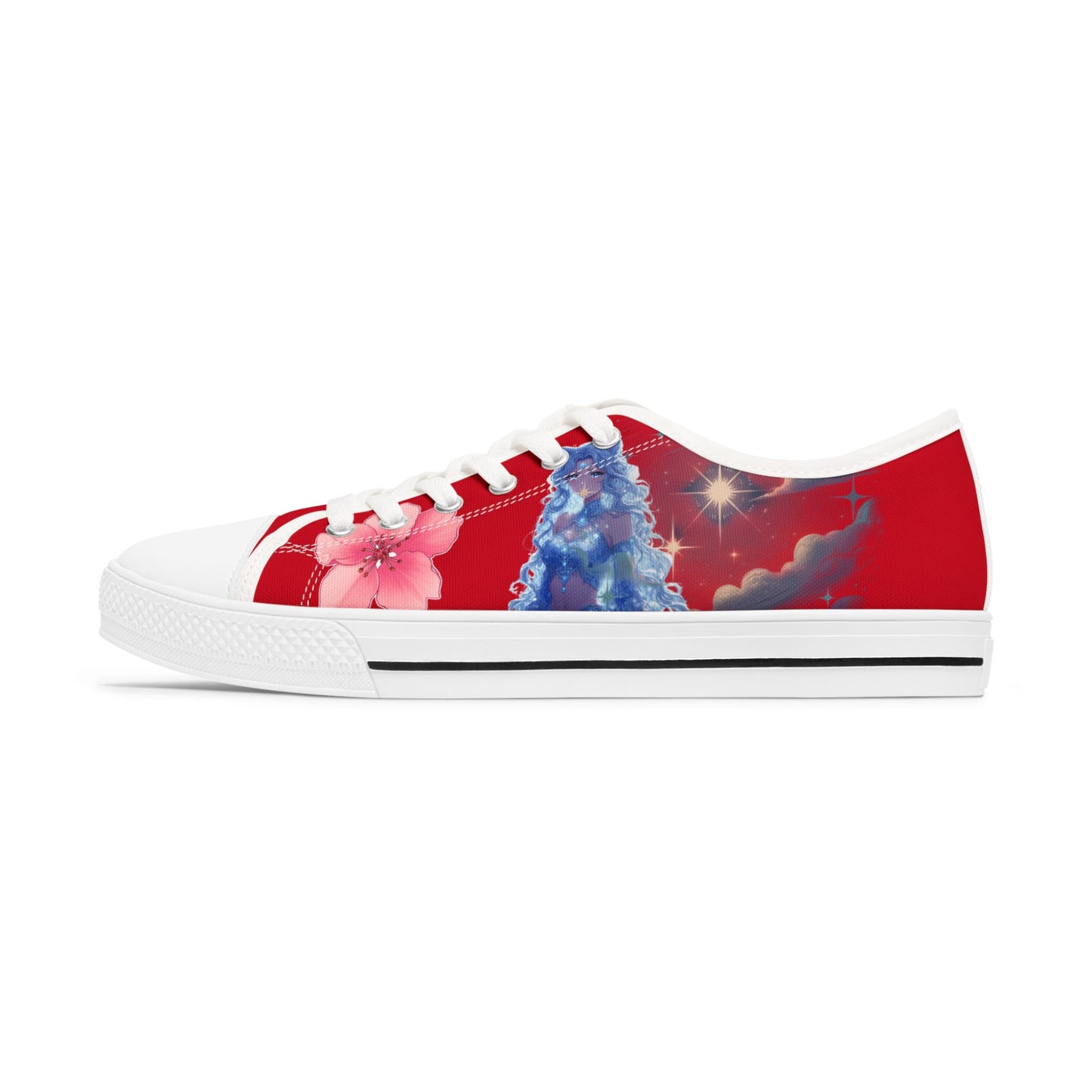 Sneakers - Cherry Blossom Blue Wolf Spirit Goddess Sparkle Star Dust