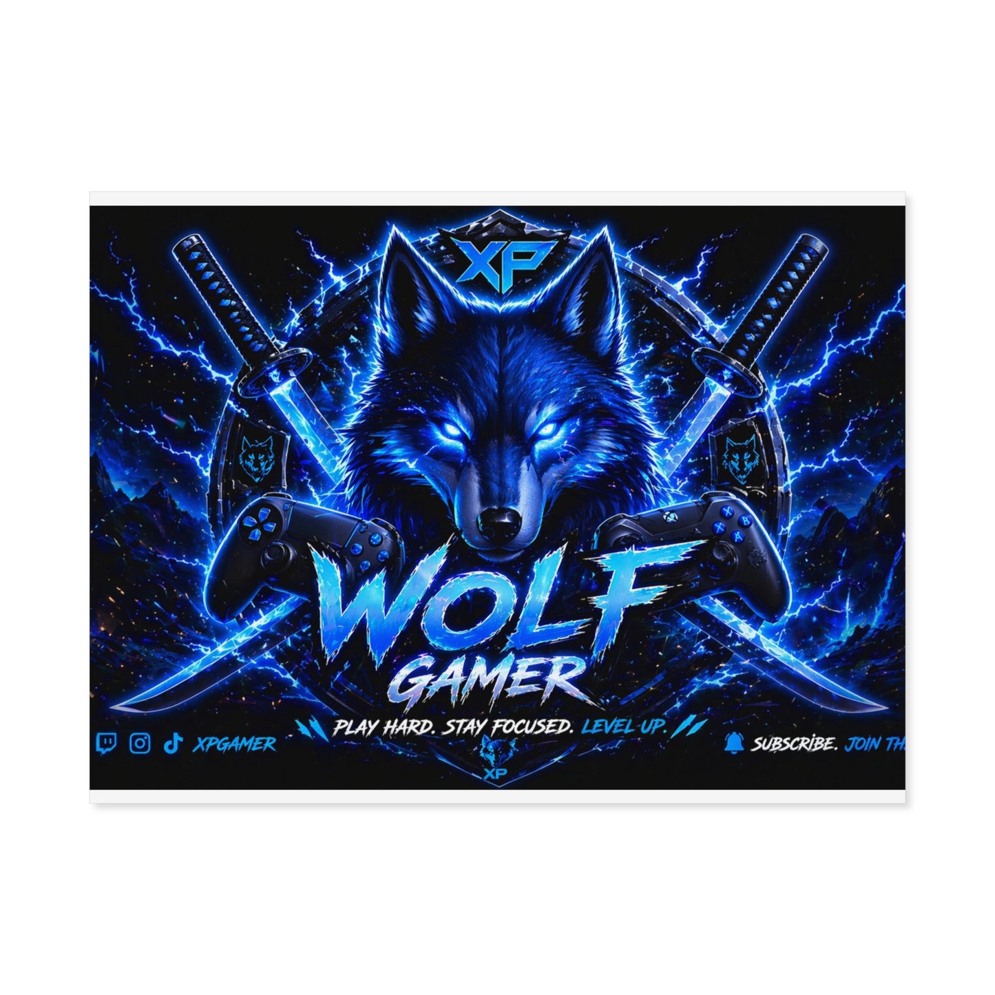 Wolf Gamer Mountain Night Poster