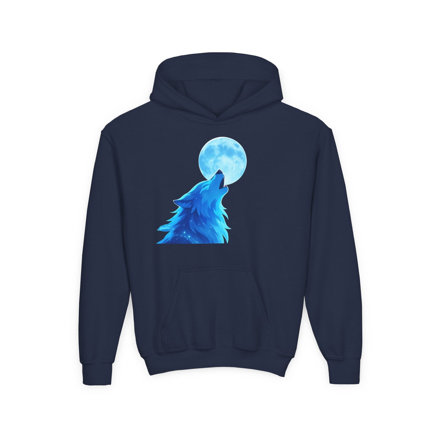 Youth blue wolf moon Hooded Sweatshirt