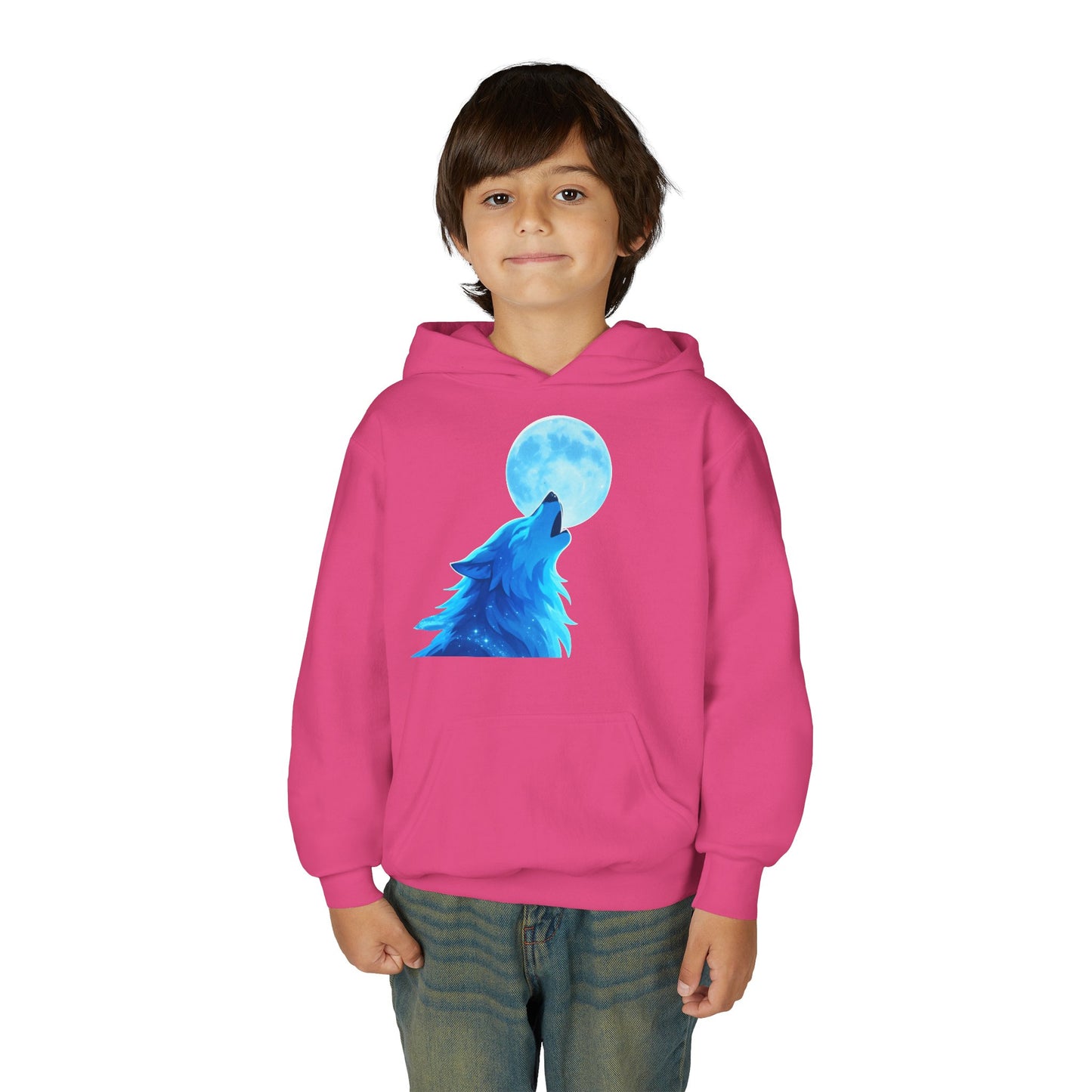 Youth blue wolf moon Hooded Sweatshirt