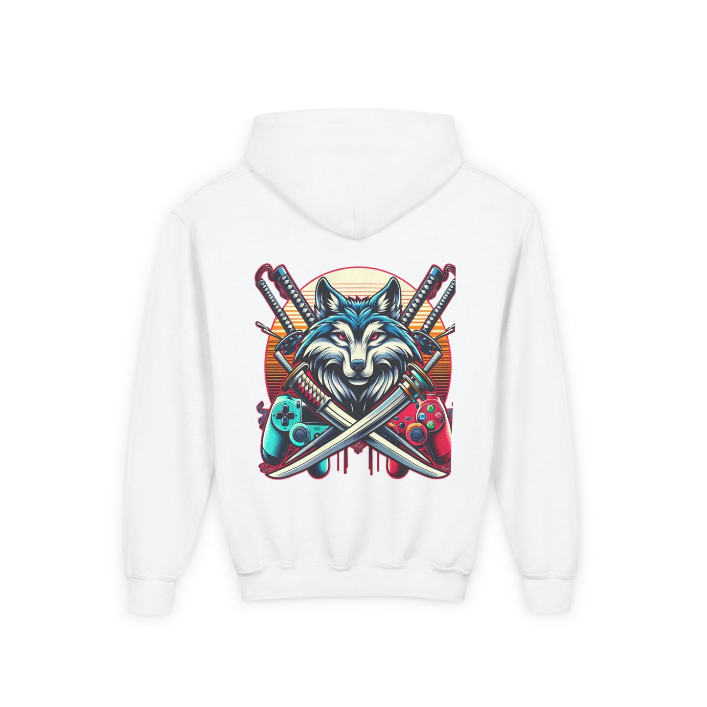 Youth blue wolf moon Hooded Sweatshirt