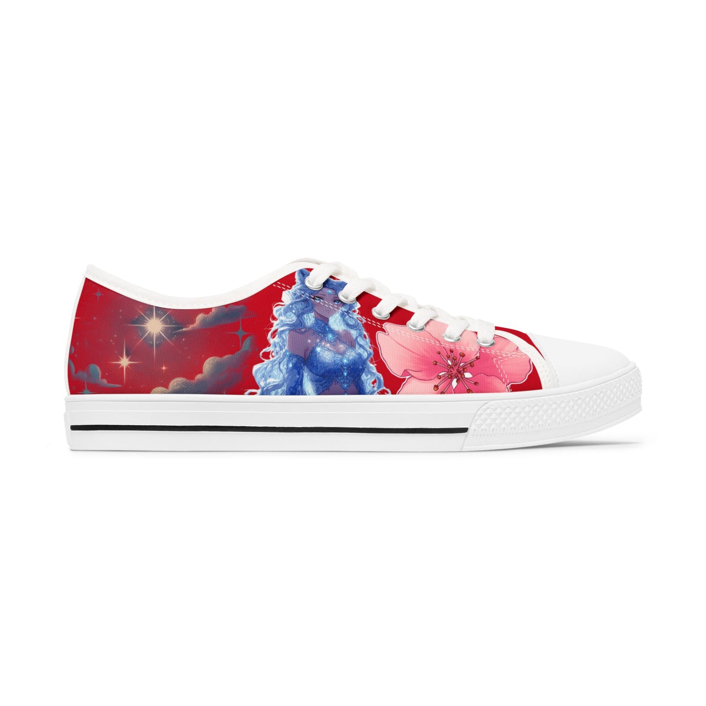 Sneakers - Cherry Blossom Blue Wolf Spirit Goddess Sparkle Star Dust