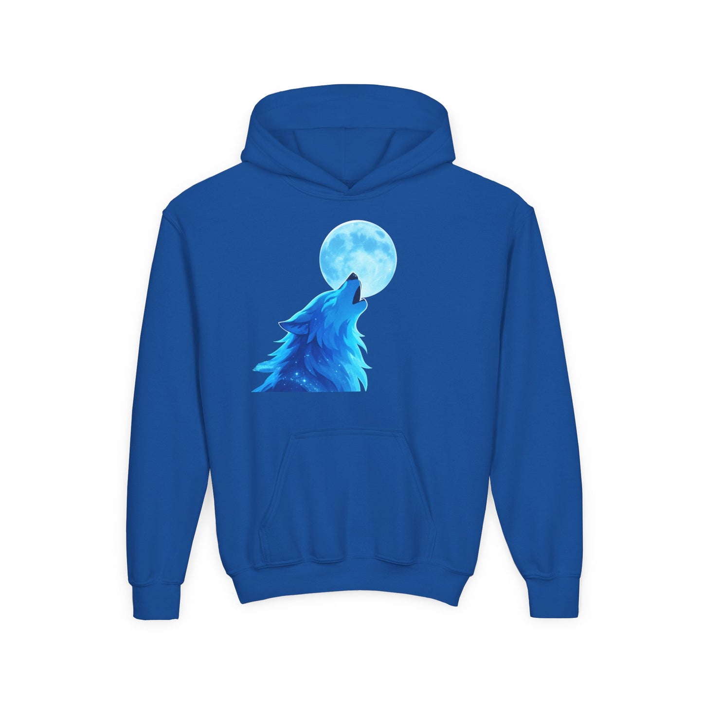 Youth blue wolf moon Hooded Sweatshirt